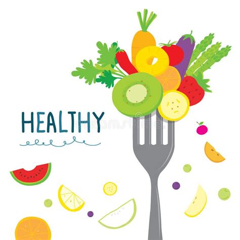 Healthy Fruit Vegetable Diet Eat Useful Vitamin Cartoon Vector Stock Vector - Image: 55755040