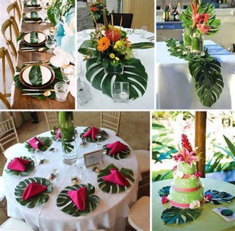 12 Palm Leaf Decorations, Luau, Tropical party, Beach theme wedding, runner, summer, centerpiece ...