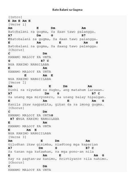 Bato Balani Sa Gugma (Lyrics and Chords) | PDF