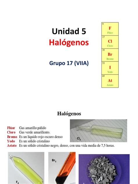 Halógenos PROPIEDADES | PDF | Cloro | Materiales transparentes