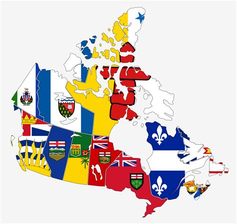 Flag map of Canada - provinces and territories. - Maps on the Web