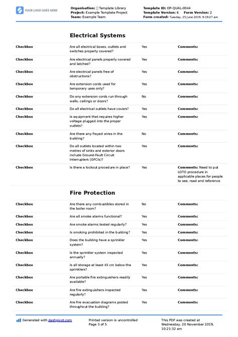 Commercial Building Inspection Checklist Template