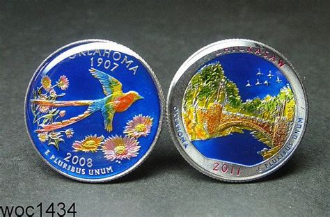 24mm USA Cufflinks America the Beautiful Quarter Chickasaw National Recreation Area Located in ...