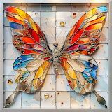 molecub - Stained Glass Panels - Glass Sculpture - Rainbow Butterfly