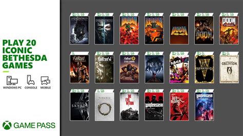 Xbox Game Pass Receives 20 Bethesda Titles Today