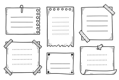 Hand drawn set of paper memo sticky. Doodle 3724962 Vector Art at Vecteezy