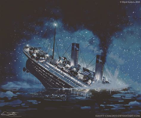 Painting made by me. Titanic sinking. : titanic