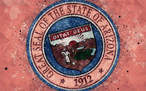 Download wallpapers Seal of Arizona, 4k, emblem, geometric art, Arizona State Seal, American ...