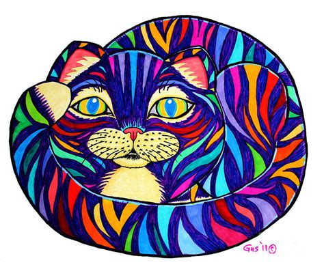 Rainbow Striped Cat Drawing by Nick Gustafson | Fine Art America