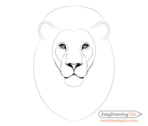 How to Draw Lion Face & Head Step by Step - EasyDrawingTips | Lion ...