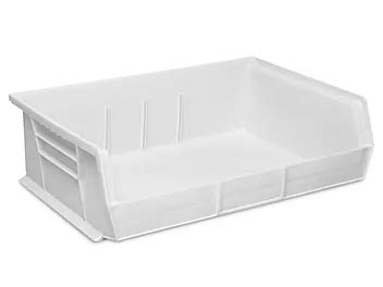 Plastic Stackable Bins - 11 x 16 1/2 x 5", White S-13537W - Uline