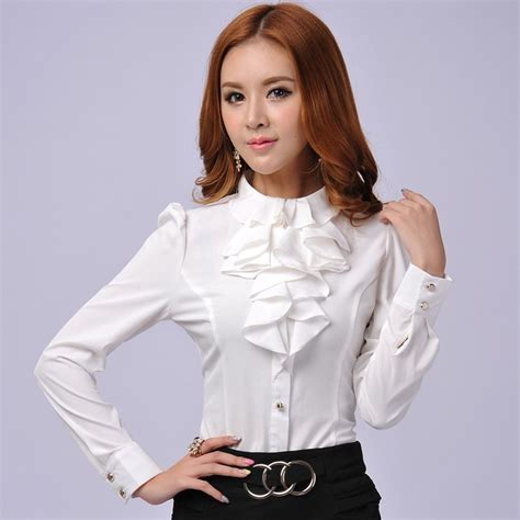 New Autumn Spring fashion formal women shirts long sleeve for ladies blouse white long sleeve ...