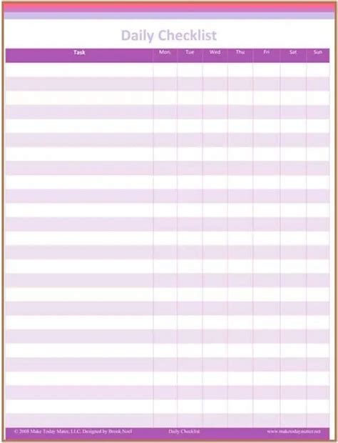 9+ Daily Checklist Templates - Excel Templates