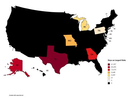 How many days each U.S. State has been the largest state (As of 3/10/2021) : MapPorn