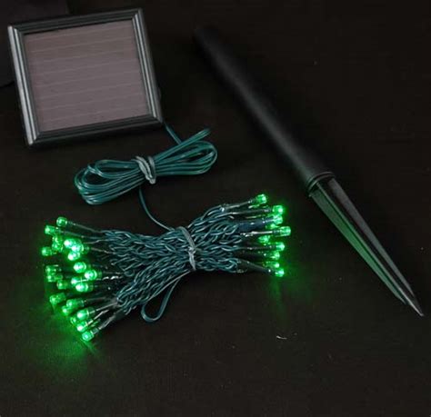 Novelty Lights 50 Light Solar LED Christmas Mini Light Set, Outdoor String Lights, Green Wire ...