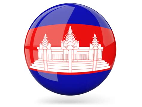 Glossy round icon. Illustration of flag of Cambodia