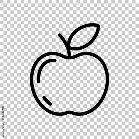 Simple apple icon. Outline silhouette. On transparent background Stock ...