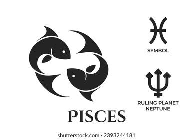 Pisces Zodiac Sign Neptune Ruling Planet Stock Vector (Royalty Free ...