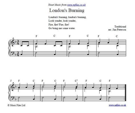 London's Burning - children's song | Sheet music, Songs