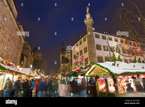 Germany, Baden Württemberg, Stuttgart, Christmas market at night Stock Photo - Alamy