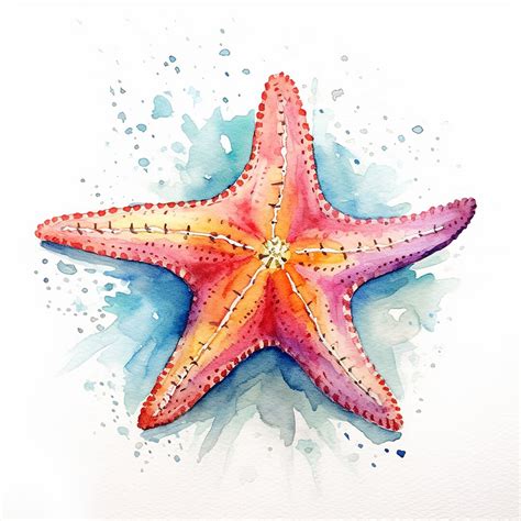 Starfish Watercolor Painting Printable Wall Art Digital Download - Etsy