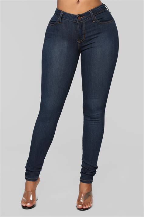 Classic Mid Rise Skinny Jeans - Dark Blue