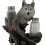 Decorative Gray Wolf Glass Salt and Pepper Shaker Set with Holder Figurine for Cabin and Rustic ...