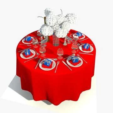 3D Model: Round Dining Table Set ~ Buy Now #96423847 | Pond5