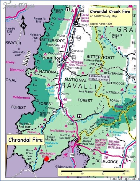 Bitterroot Valley Map - ToursMaps.com