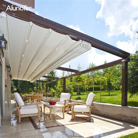 Motorized Aluminum PVC Fabric Retractable Roof Waterproof and Sun Shade ...