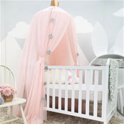 White Pink Gray Khaqi Princess Kids Crib Canopy, Nursery Canopy Bed Canopies, Play Room Nursery ...