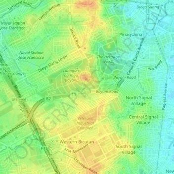 Western Bicutan topographic map, elevation, relief