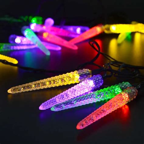 Solar Powered LED Christmas Outdoor Light String 16ft 20LED Icicle ...