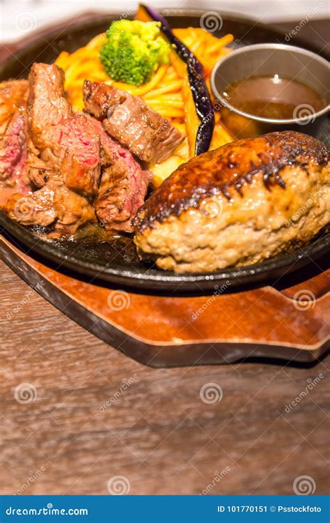 Hamburg and beef steak stock image. Image of meal, plate - 101770151