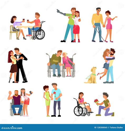 Romantic Relationships Disabled People Stock Vector - Illustration of flat, girlfriend: 128308060