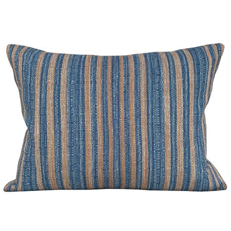 Blue and ochre striped cushions