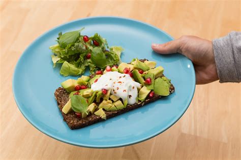 Light and healthy Meal: Avocado Sandwich with Salad and Po… | Flickr