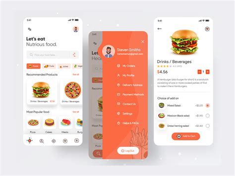 Food Delivery - Home and menu screen | Food app, Mobile app design ...