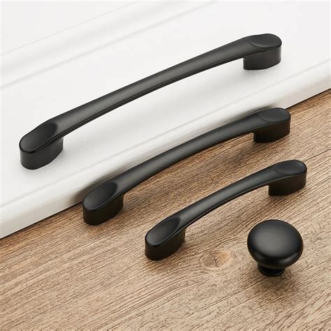 4 PCS Matte black Cabinet Pulls Handles 64mm 96mm 128mm Hole Kitchen Cupboard Door Knob ...