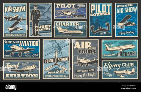 Plane flying and aircraft flight, aviation vintage retro retro posters ...