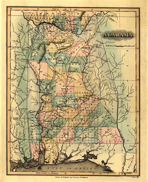 1850 Alabama County Map