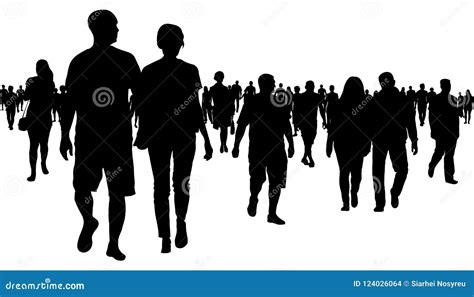 Crowd of People Walking Silhouette. Stock Vector - Illustration of girl, survival: 124026064