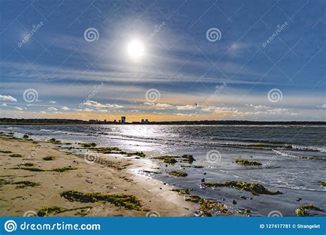 A Rainbow Halo Around the Sun in Blue Evening Sky Stock Image - Image of circumscribed ...