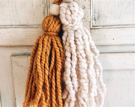 Yarn Tassel, 2 Yarn Tassels, Stocking Tassel, Tassel, Boho Decor, Christmas Decor, Christmas ...