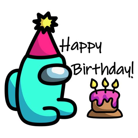 Among Us Happy Birthday Sticker | Birthday stickers, Birthday cake ...