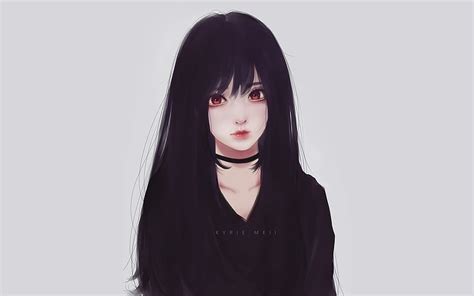 Realistic anime girl, black hair, attractive, bonito, red eyes, Anime, HD wallpaper | Peakpx