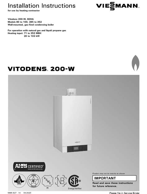 VIESSMANN VITODENS 200-W B2HA 80 INSTALLATION INSTRUCTIONS MANUAL Pdf Download | ManualsLib