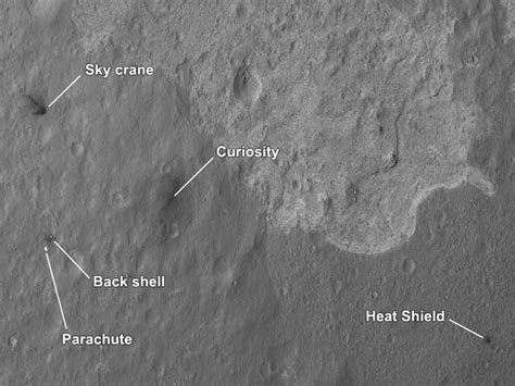 HiRISE Captures Image of Curiosity and Its Landing Components on Mars