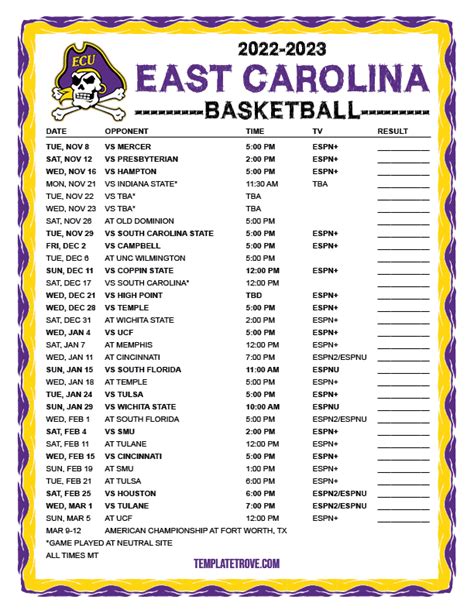 Ecu Basketball Schedule 2024-23 - Gladi Kaitlyn