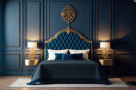 Premium Photo | Blue luxury bedroom